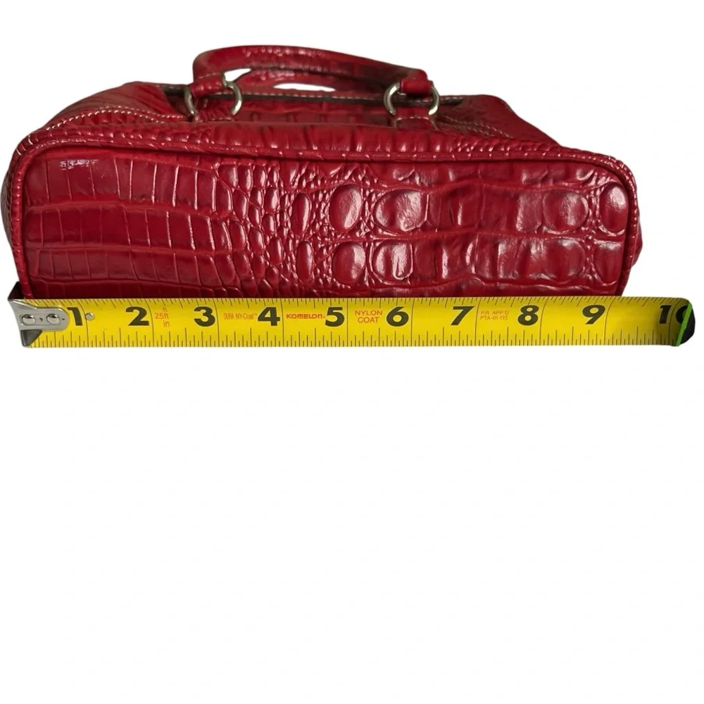 LIZ CLAIBORNE Crazy Horse Vintage Red Mock Croc Mini Satchel OS - Picture 5 of 11